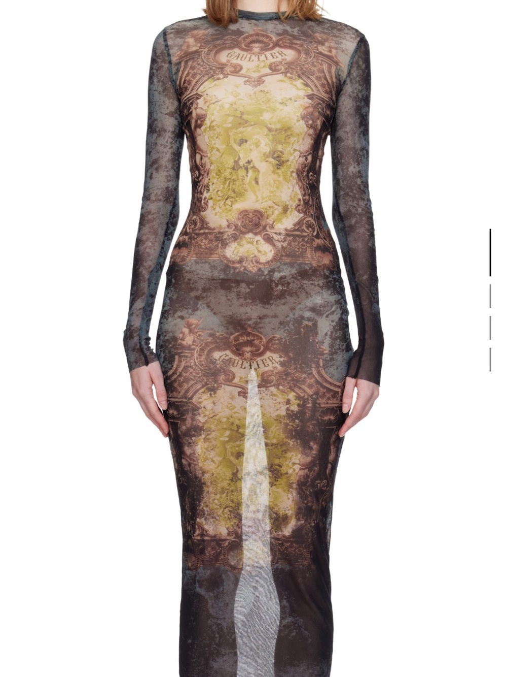 Jean Paul Gaultier Sheer Maxi Dress in Brown and Olive